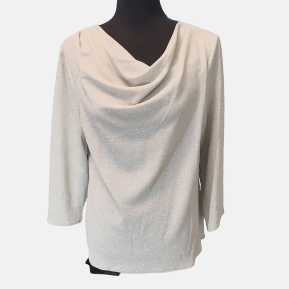 Alfani Silver Metallic Cowel Neck Top NWT - Picture 3 of 6